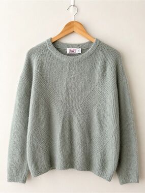 Bailey Lane Eyelash Knit Sweater Sage Green Size L 12-14